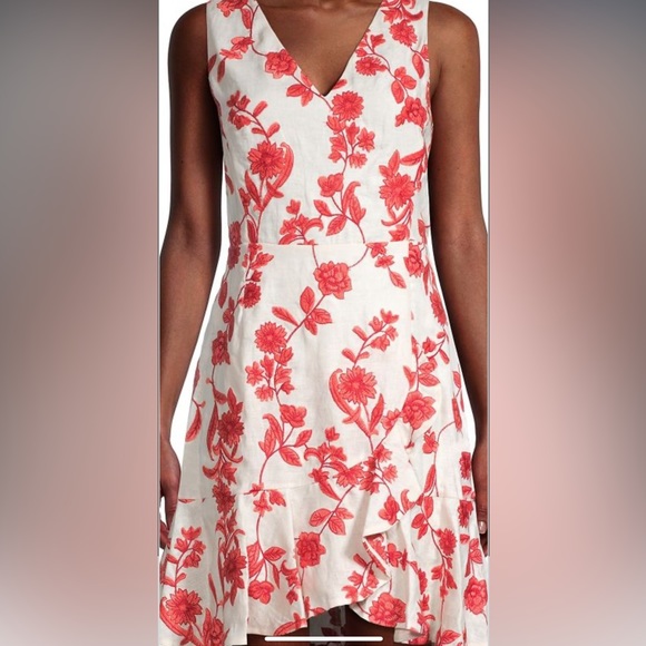 Rebecca Taylor Women's Scarlet Embroidered Wrap Dress, Size 0